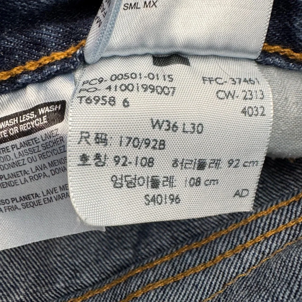Levi's 501 Straight Leg‎ Jeans Mens W36 L29 Dark Wash Denim Blue